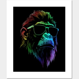 Baboon Sunglasses Vibrant Colors Posters and Art